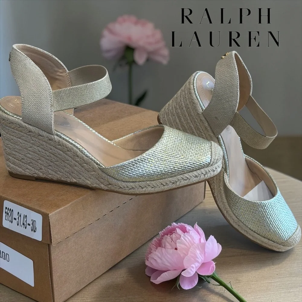Lauren Ralph Lauren size 9.5 Pearl Espadrille Wedge Pumps BRAND NEW IN BOX! - Picture 5 of 12